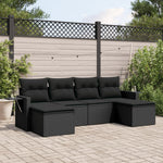 6-Delige Loungeset Met Kussens Poly Rattan Zwart