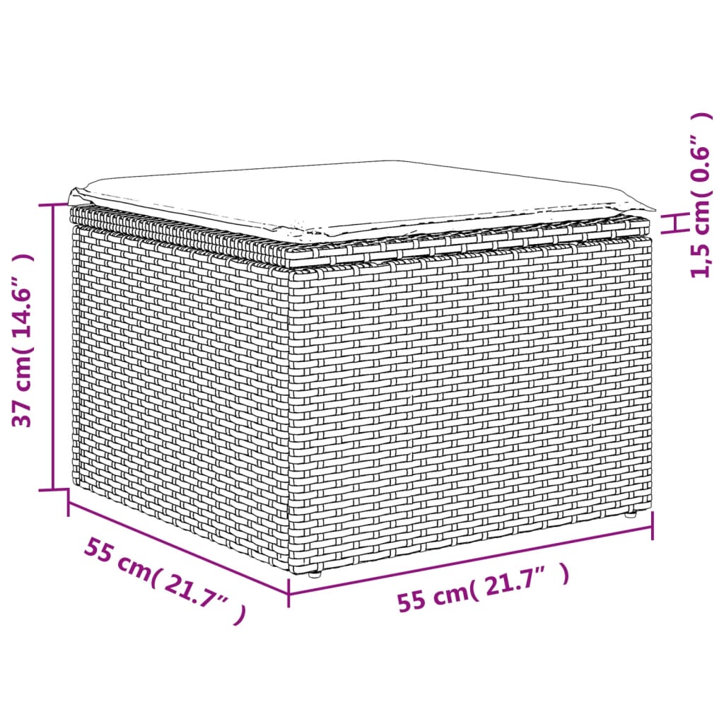 8-Delige Loungeset Met Kussens Poly Rattan Grijs