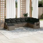 8-Delige Loungeset Met Kussens Poly Rattan Grijs