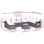 9-Delige Loungeset Met Kussens Poly Rattan Zwart