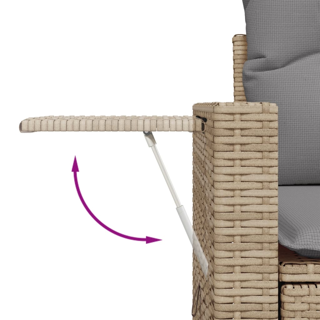 7-Delige Loungeset Met Kussens Poly Rattan Beige