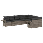 9-Delige Loungeset Met Kussens Poly Rattan Grijs