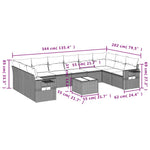 11-Delige Loungeset Met Kussens Poly Rattan Zwart