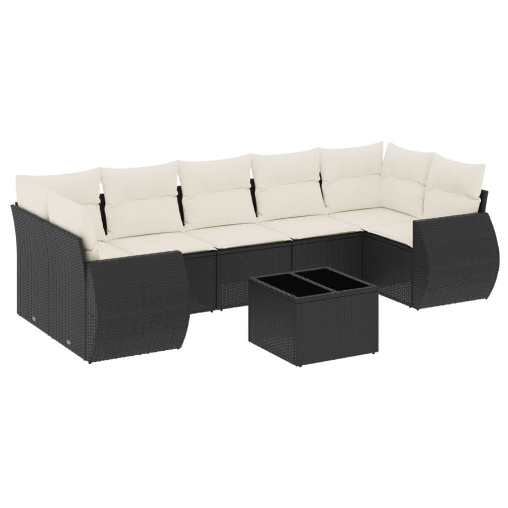 8-Delige Loungeset Met Kussens Poly Rattan Zwart