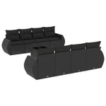 9-Delige Loungeset Met Kussens Poly Rattan Zwart
