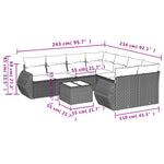 9-Delige Loungeset Met Kussens Poly Rattan Zwart
