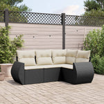 4-Delige Loungeset Met Kussens Poly Rattan Zwart