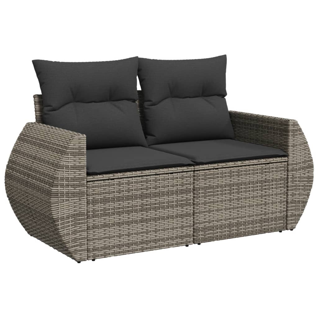 4-Delige Loungeset Met Kussens Poly Rattan Grijs