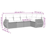 5-Delige Loungeset Met Kussens Poly Rattan Grijs
