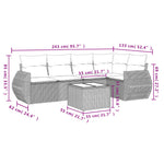 6-Delige Loungeset Met Kussens Poly Rattan Grijs