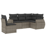 5-Delige Loungeset Met Kussens Poly Rattan Grijs