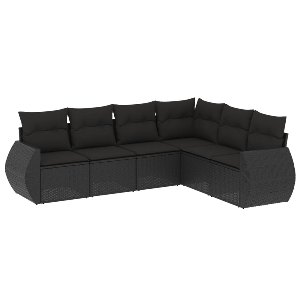 6-Delige Loungeset Met Kussens Poly Rattan Zwart
