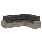 6-Delige Loungeset Met Kussens Poly Rattan Grijs
