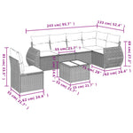 7-Delige Loungeset Met Kussens Poly Rattan Zwart