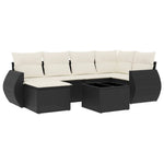 7-Delige Loungeset Met Kussens Poly Rattan Zwart