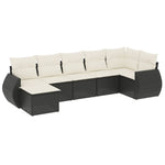 7-Delige Loungeset Met Kussens Poly Rattan Zwart