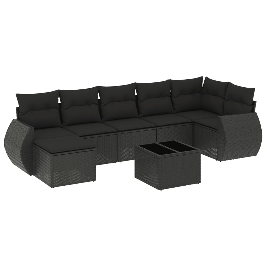 8-Delige Loungeset Met Kussens Poly Rattan Zwart