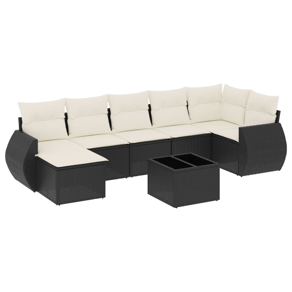 8-Delige Loungeset Met Kussens Poly Rattan Zwart