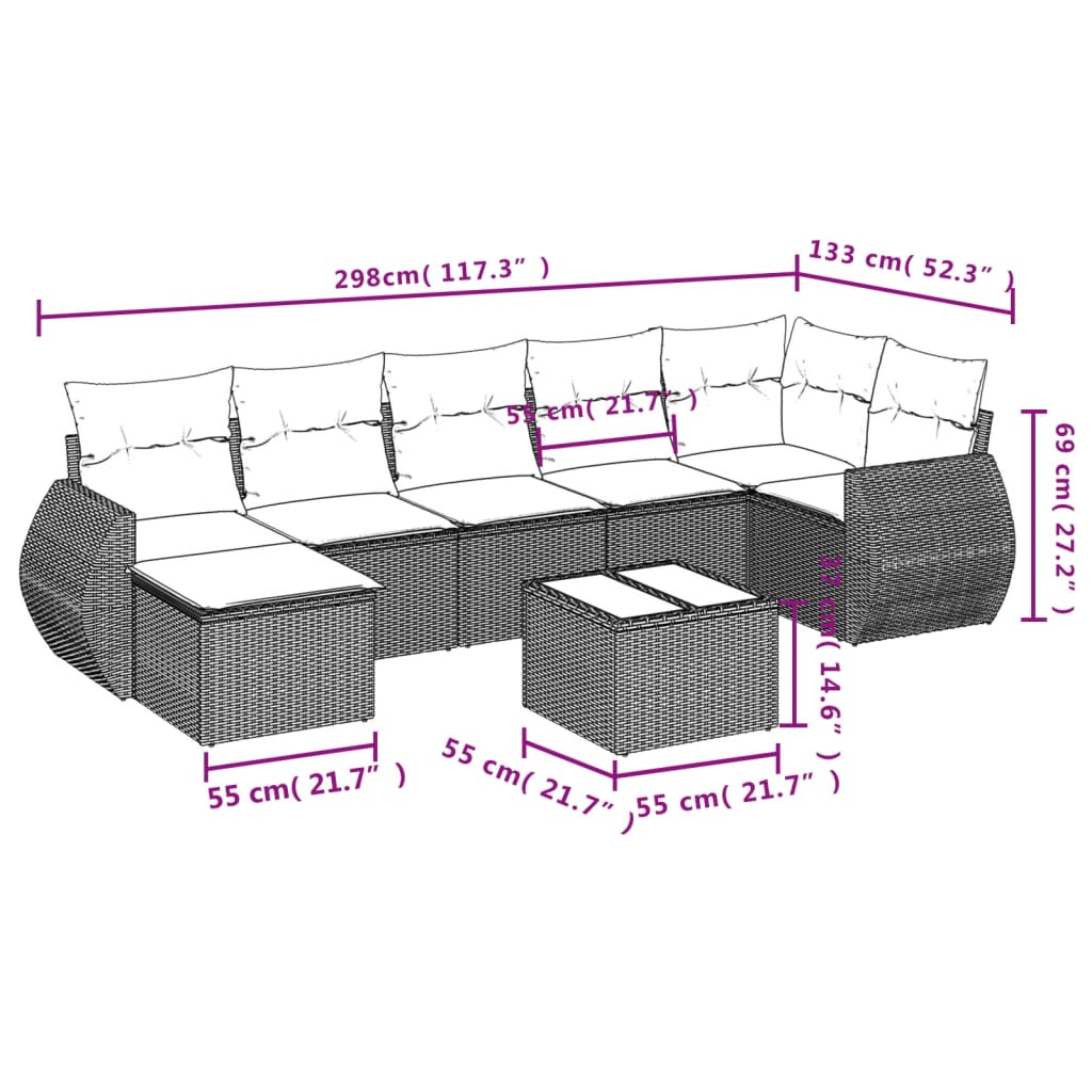 8-Delige Loungeset Met Kussens Poly Rattan Zwart