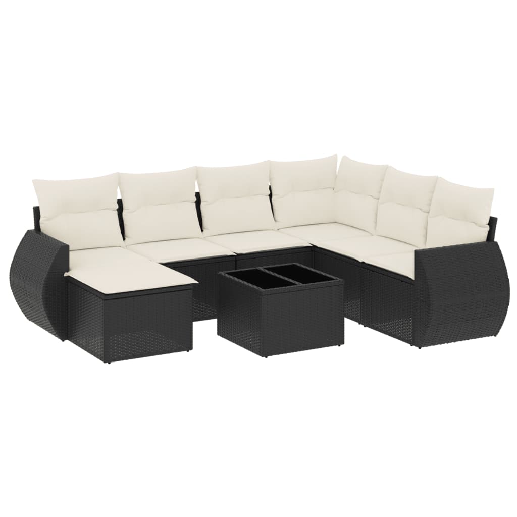 8-Delige Loungeset Met Kussens Poly Rattan Zwart