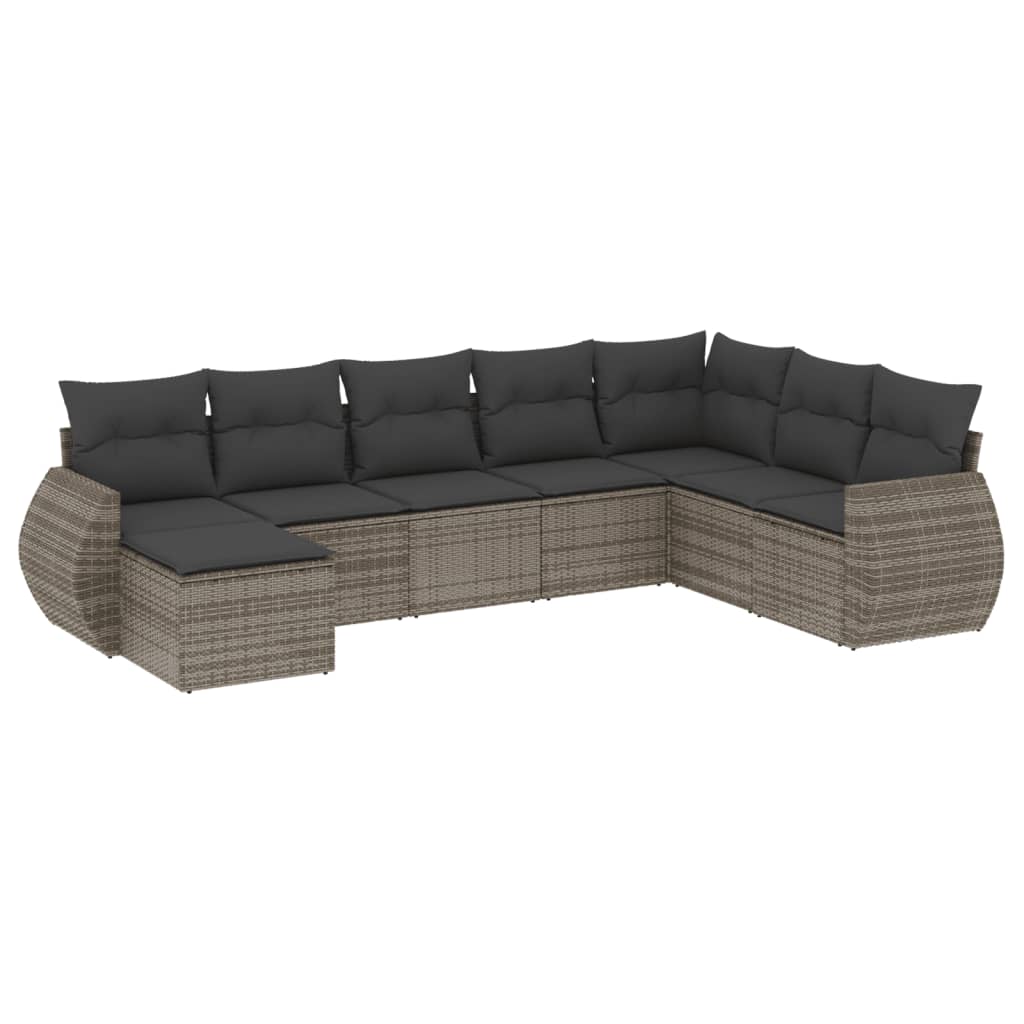 8-Delige Loungeset Met Kussens Poly Rattan Grijs