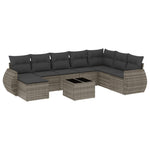 9-Delige Loungeset Met Kussens Poly Rattan Grijs