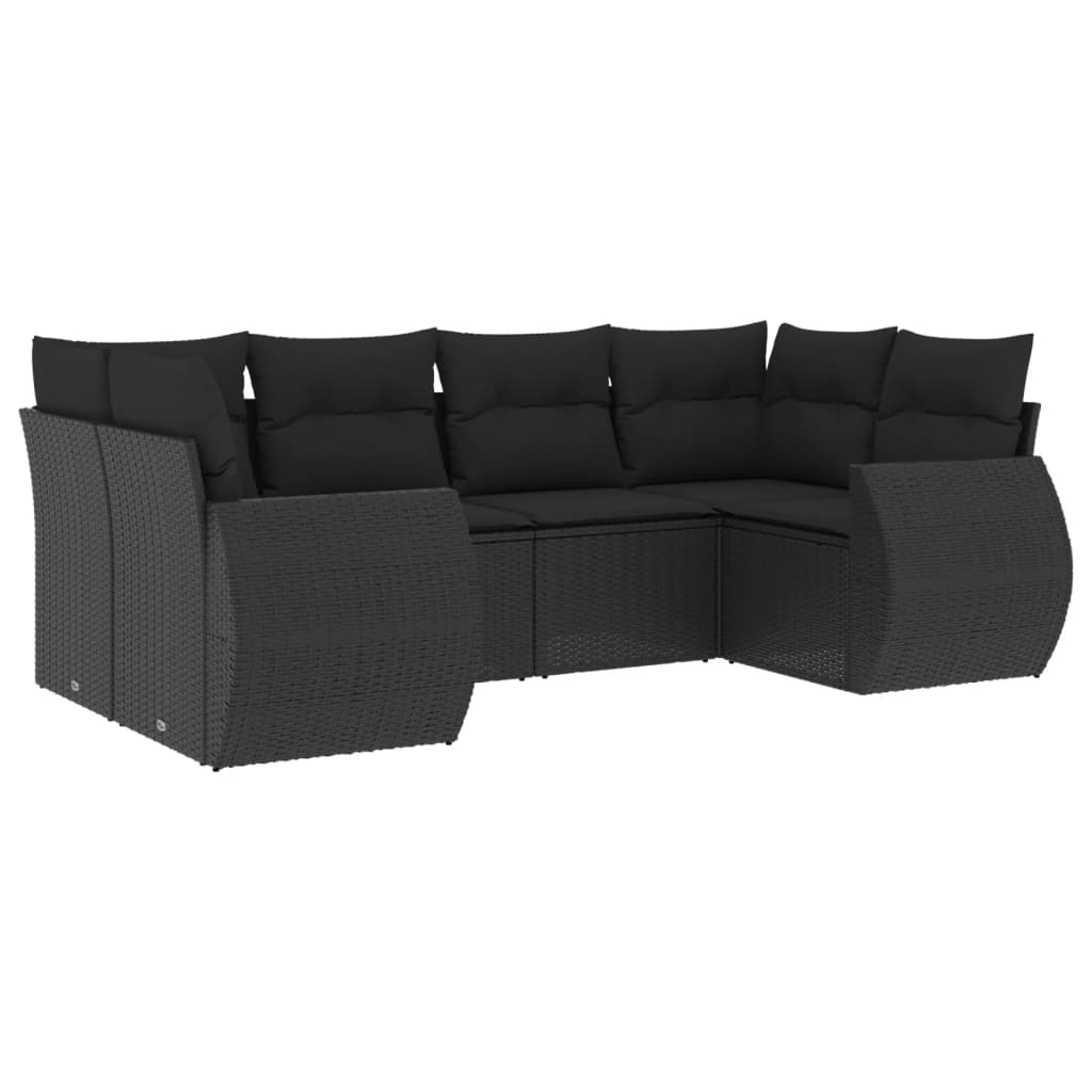 6-Delige Loungeset Met Kussens Poly Rattan Zwart