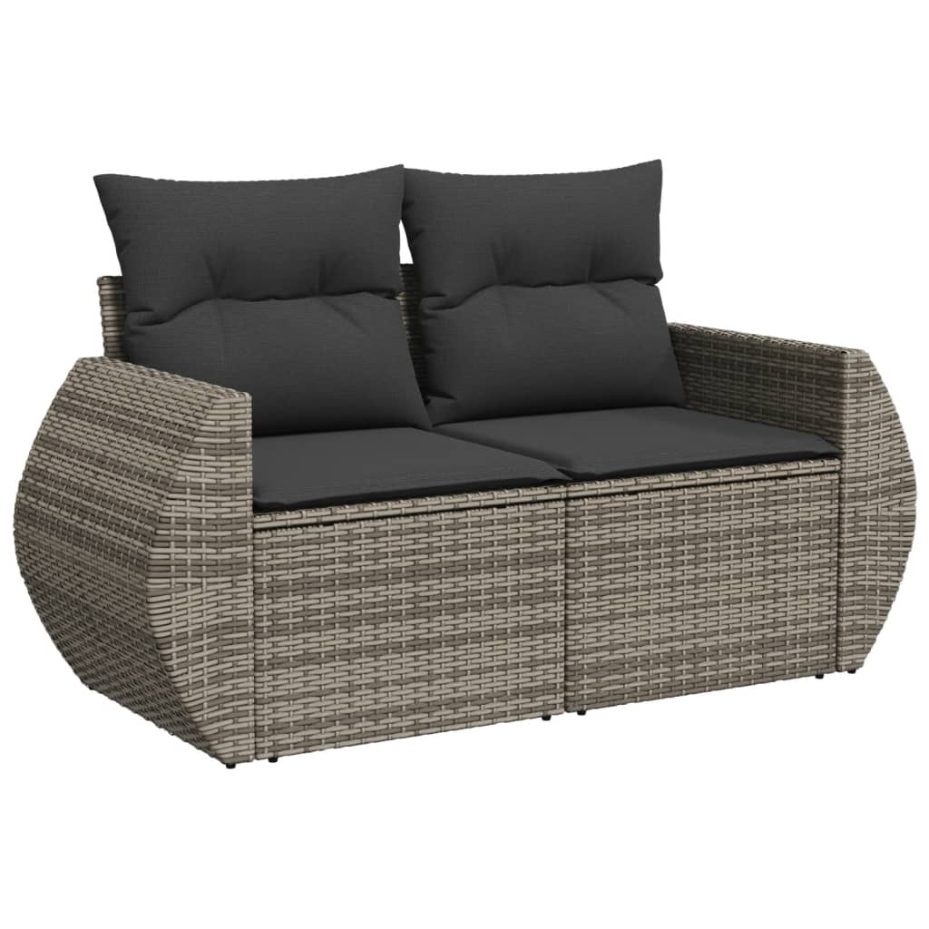 6-Delige Loungeset Met Kussens Poly Rattan Grijs