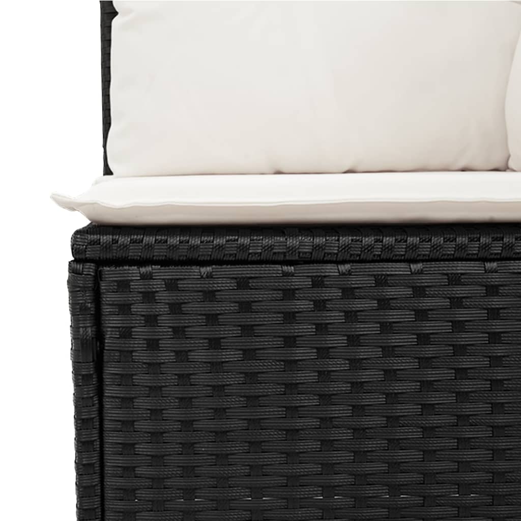 3-Delige Loungeset Met Kussens Poly Rattan Zwart