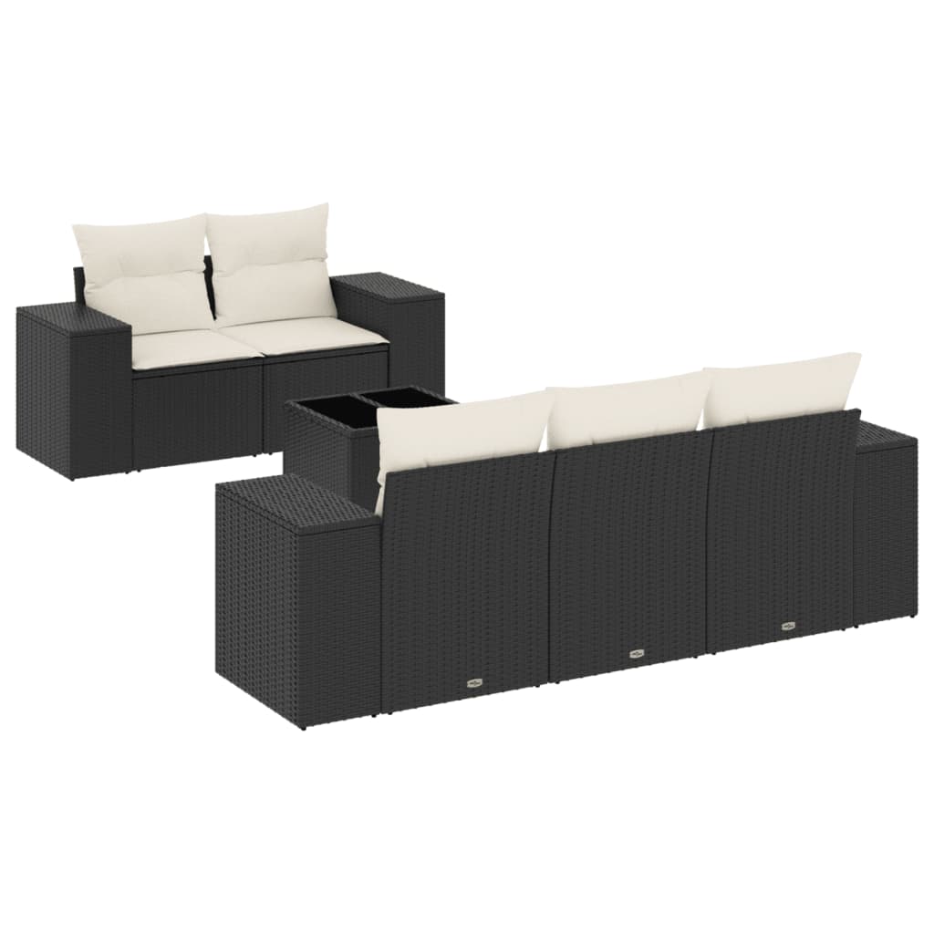 6-Delige Loungeset Met Kussens Poly Rattan Zwart