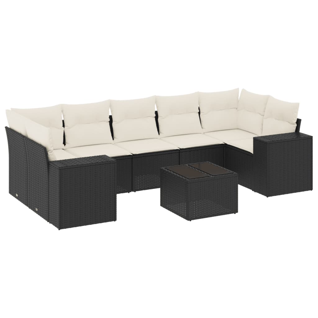 8-Delige Loungeset Met Kussens Poly Rattan Zwart