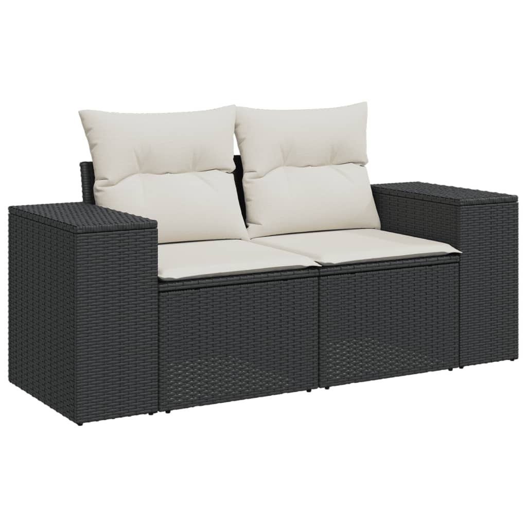 9-Delige Loungeset Met Kussens Poly Rattan Zwart