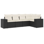 5-Delige Loungeset Met Kussens Poly Rattan Zwart