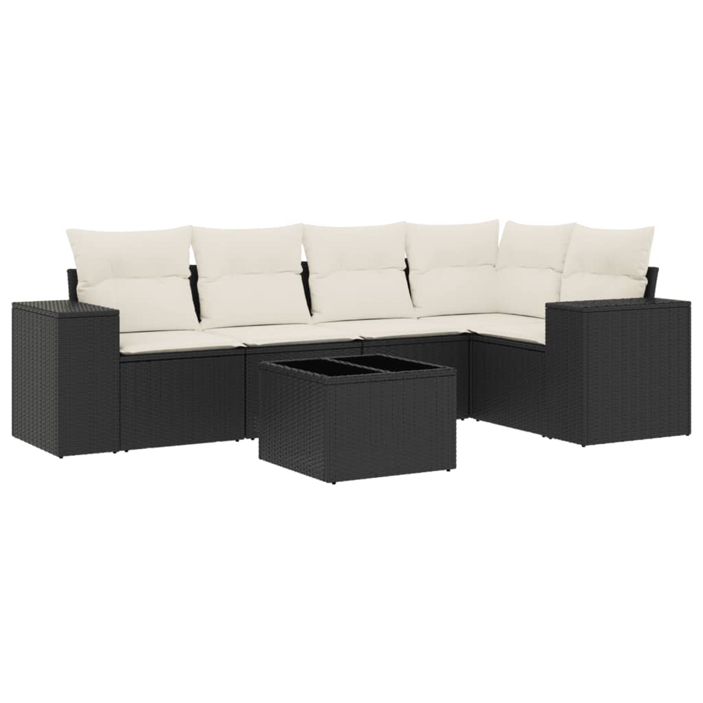 6-Delige Loungeset Met Kussens Poly Rattan Zwart