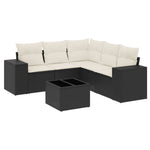 6-Delige Loungeset Met Kussens Poly Rattan Zwart