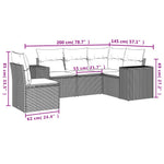5-Delige Loungeset Met Kussens Poly Rattan Beige