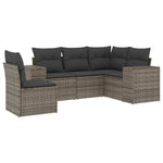 5-Delige Loungeset Met Kussens Poly Rattan Grijs