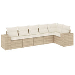 6-Delige Loungeset Met Kussens Poly Rattan Beige