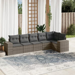 6-Delige Loungeset Met Kussens Poly Rattan Grijs