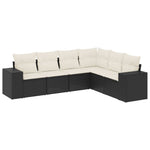 6-Delige Loungeset Met Kussens Poly Rattan Zwart