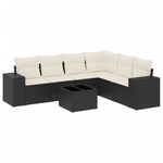 7-Delige Loungeset Met Kussens Poly Rattan Zwart