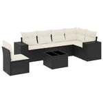 7-Delige Loungeset Met Kussens Poly Rattan Zwart