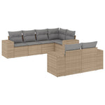 7-Delige Loungeset Met Kussens Poly Rattan Beige
