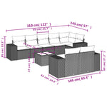 9-Delige Loungeset Met Kussens Poly Rattan Zwart