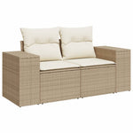 8-Delige Loungeset Met Kussens Poly Rattan Beige