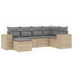 6-Delige Loungeset Met Kussens Poly Rattan Beige