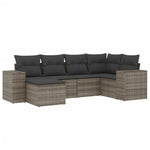 6-Delige Loungeset Met Kussens Poly Rattan Grijs