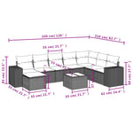 9-Delige Loungeset Met Kussens Poly Rattan Grijs