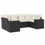 6-Delige Loungeset Met Kussens Poly Rattan Zwart