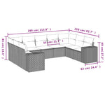 9-Delige Loungeset Met Kussens Poly Rattan Grijs
